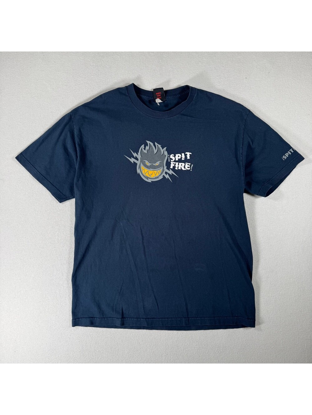 Vintage 90s Spitfire Skateboards Wheels Navy Blue Graphic T-Shirt Size Large